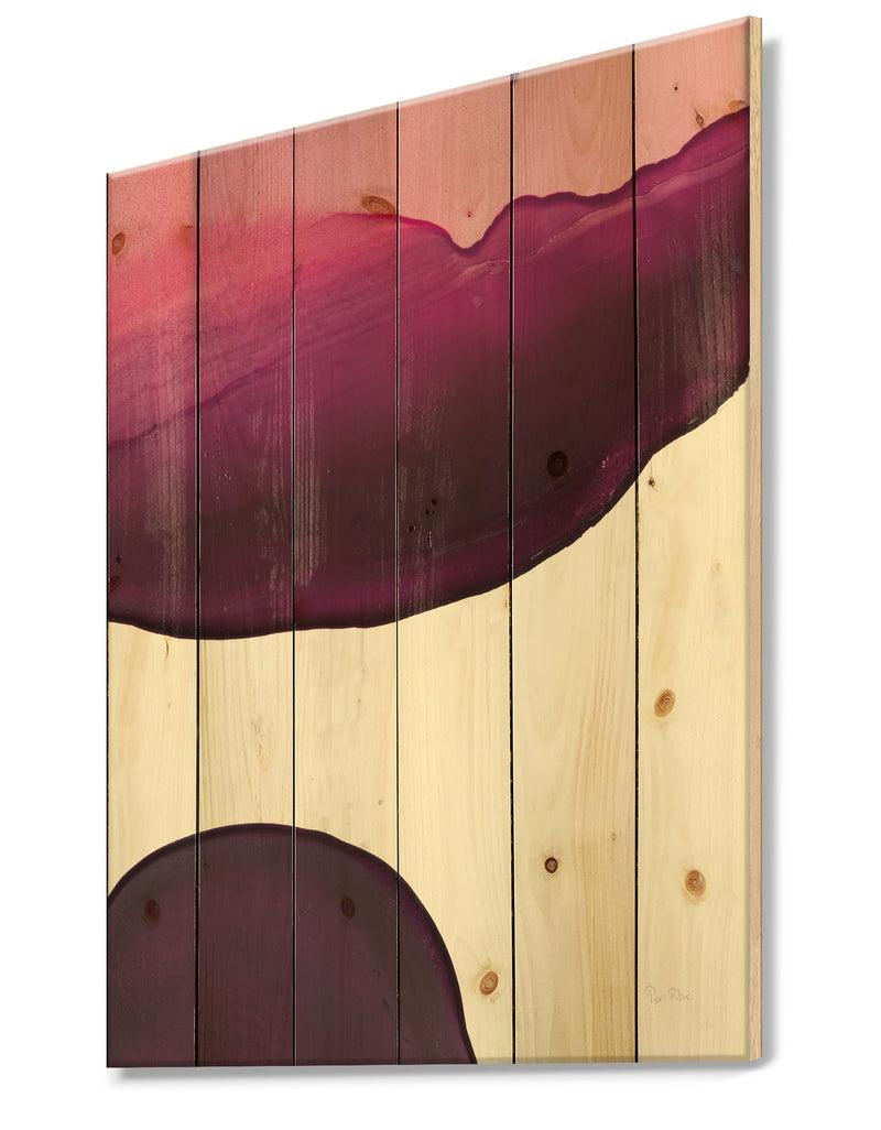 Designq Paint Of Magenta Stone - Shabby Chic Print On Natural Pine Wood