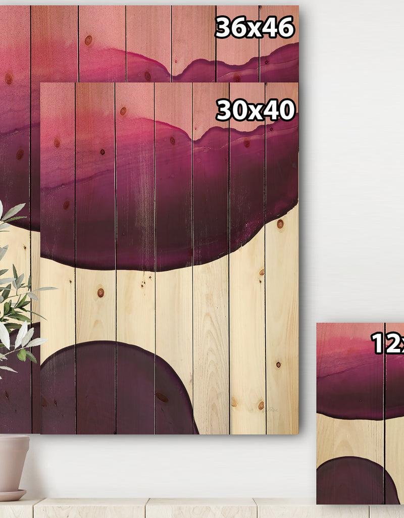 Designq Paint Of Magenta Stone - Shabby Chic Print On Natural Pine Wood