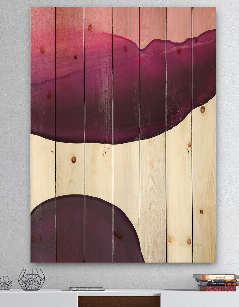designq Paint of Magenta Stone - Shabby Chic Print on Natural Pine Wood