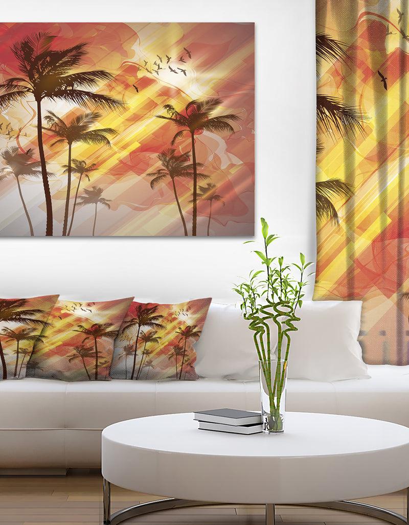 designq Palm Tree at Sunset Photography Canvas Art Print