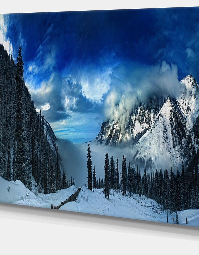 Designq Panorama Of Snowy Mountains - Large Landscape Canvas Art Print