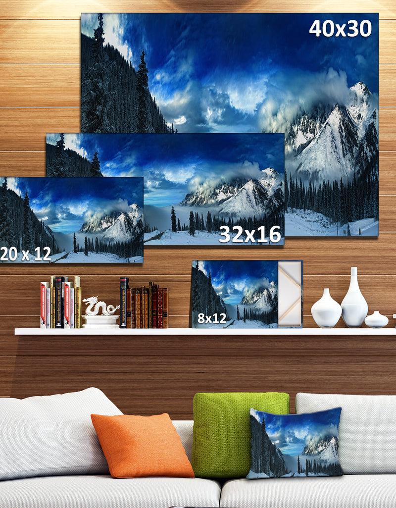 Designq Panorama Of Snowy Mountains - Large Landscape Canvas Art Print