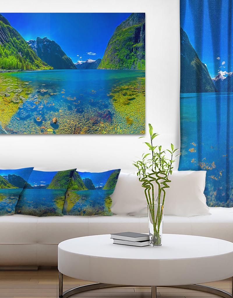 designq Panoramic View of Norwegian Fjord - Landscape Art Print Canvas