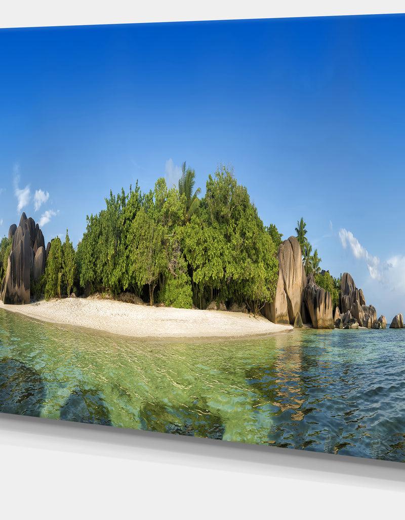 Designq Paradise On Earth Seychelles Island - Large Seashore Canvas Print