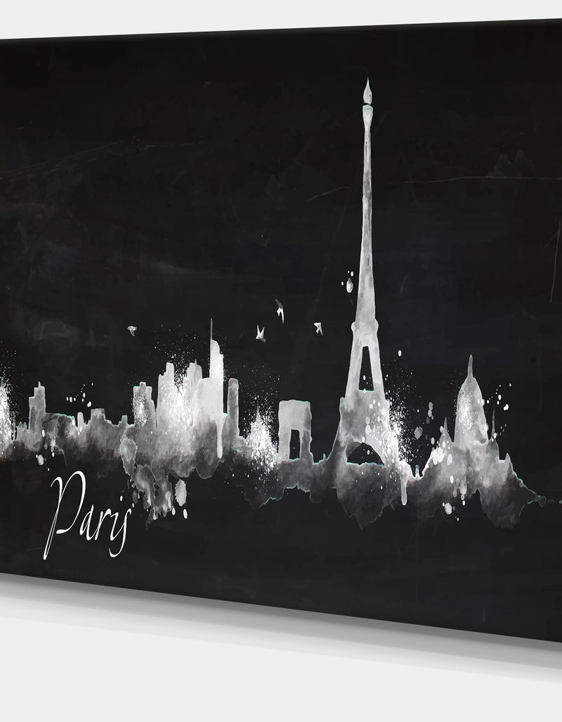 Designq Paris Dark Silhouette - Cityscape Painting Canvas Print