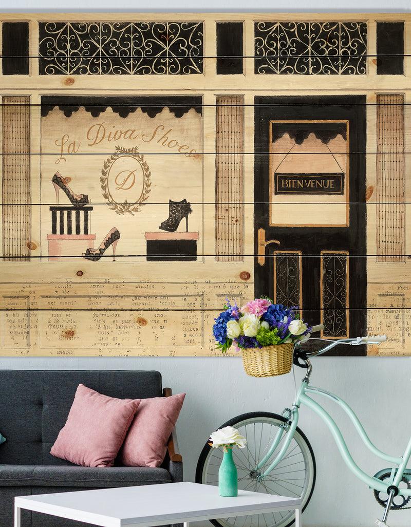 designq Paris Diva Shoes Painting - Fashion Print on Natural Pine Wood