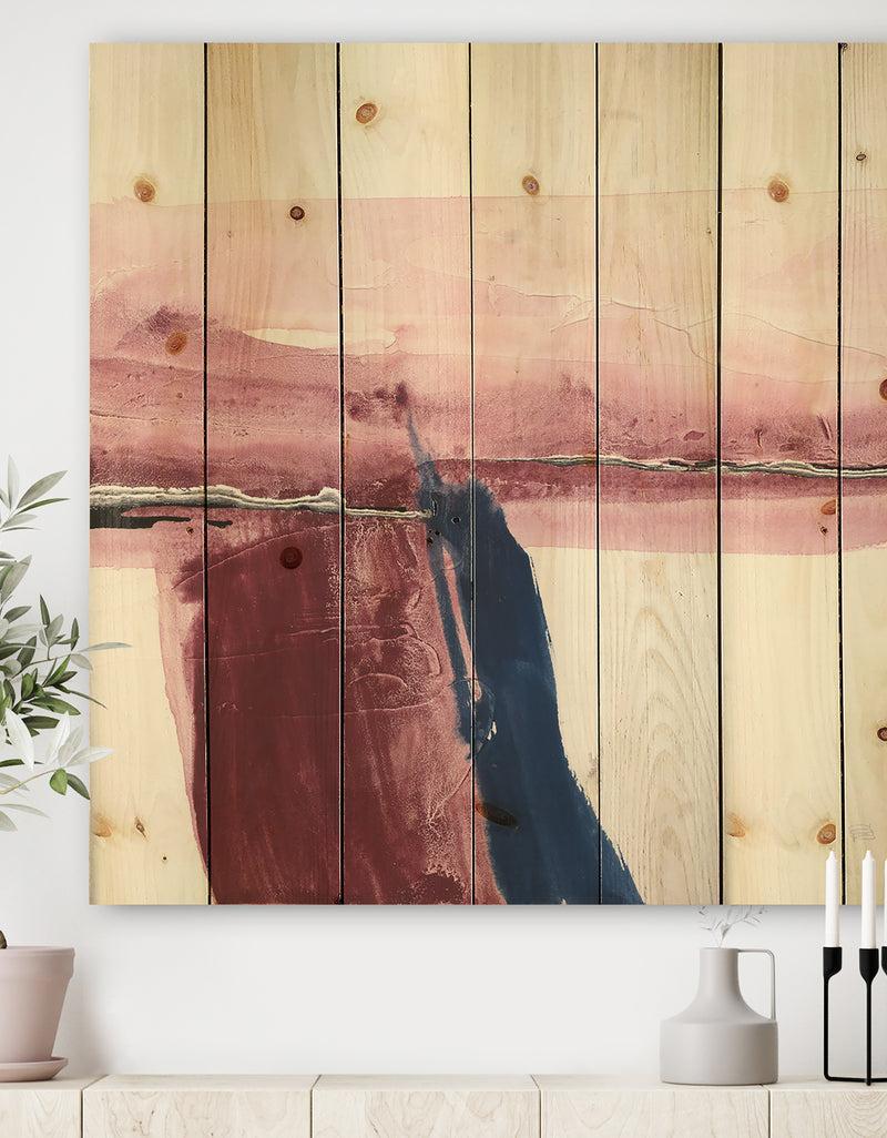 designq Patch of Dirty Pink I - Shabby Chic Print on Natural Pine Wood