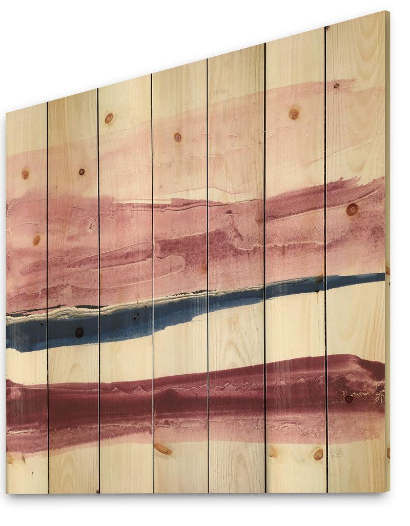 Designq Patch Of Dirty Pink II - Shabby Chic Print On Natural Pine Wood