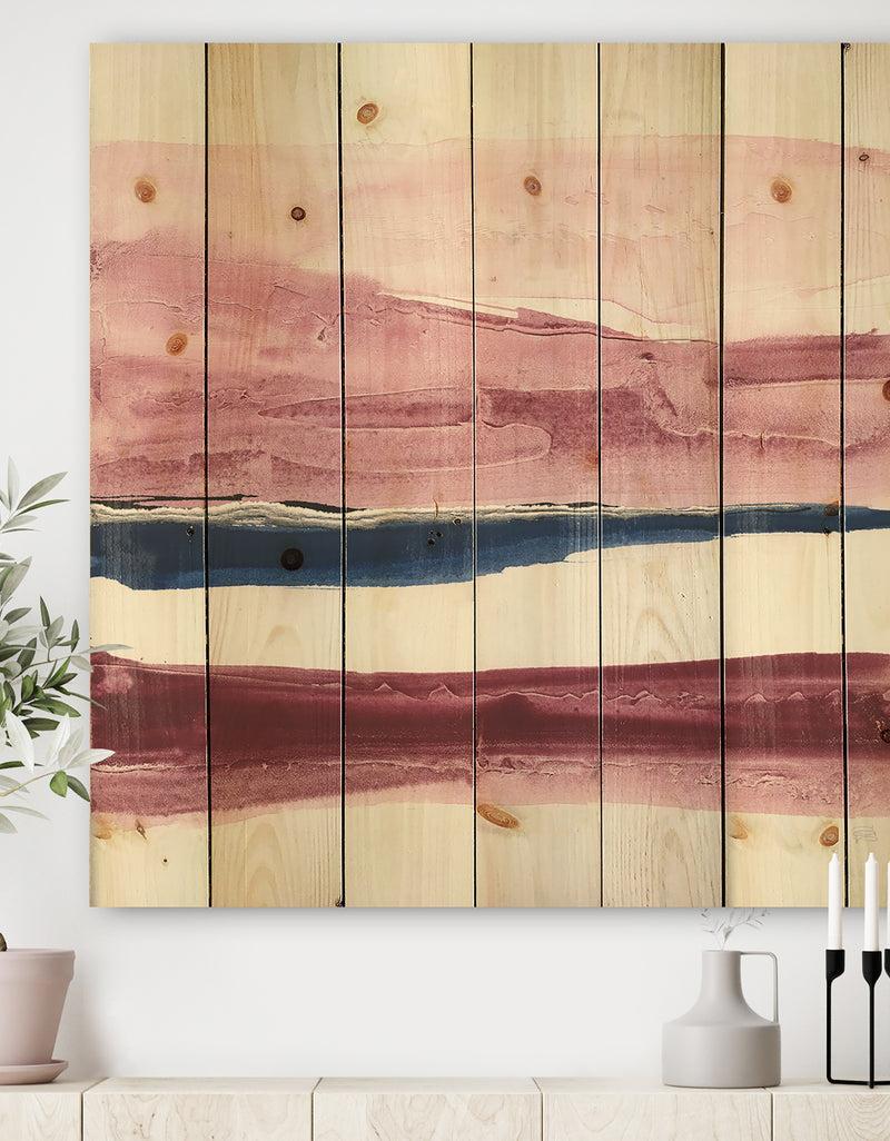 designq Patch of Dirty Pink II - Shabby Chic Print on Natural Pine Wood