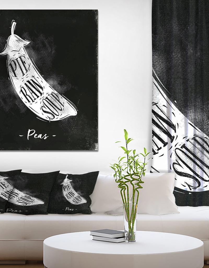designq Peas cutting scheme chalk - Farmhouse Food Painting Print on Wrapped Canvas