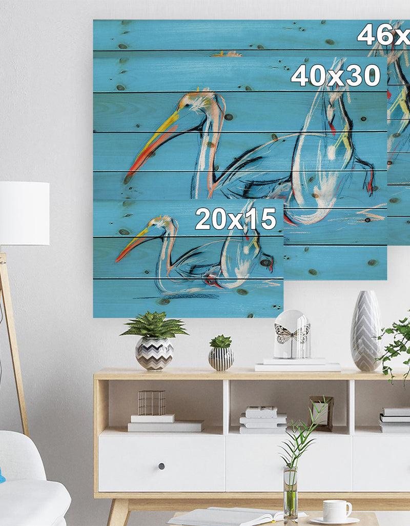 Designq Pelican Painting - Animals Sketch Painting Print On Natural Pine Wood