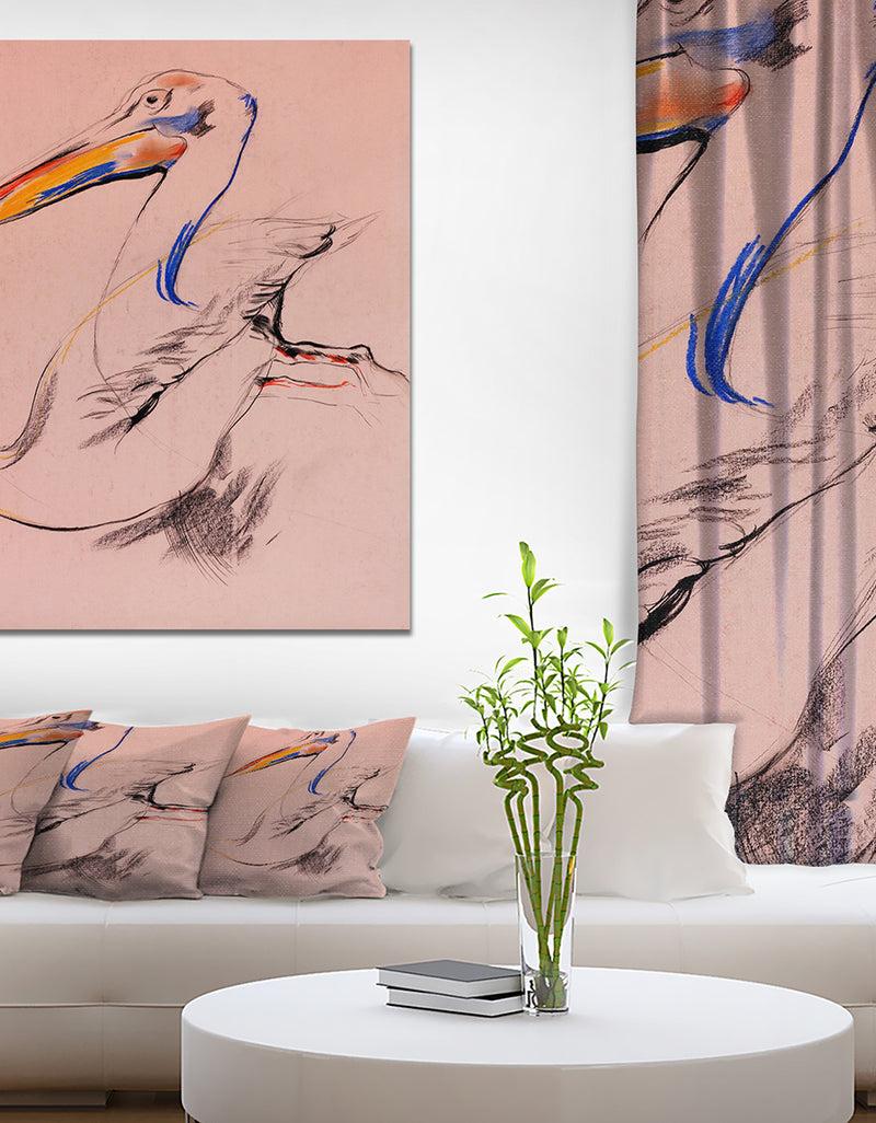 designq Pelican sketch - Animals Sketch Painting Print on Wrapped Canvas