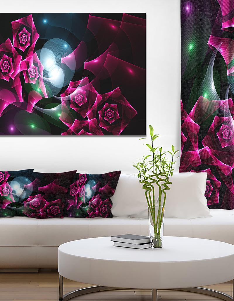 designq Pink Bouquet of Beautiful Roses - Abstract Wall Art on Canvas