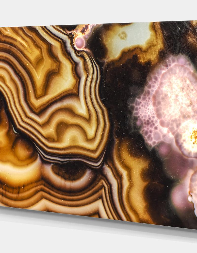 Designq Pink Brown Turritella Agate Pattern - Stone Photographic On Wrapped Canvas