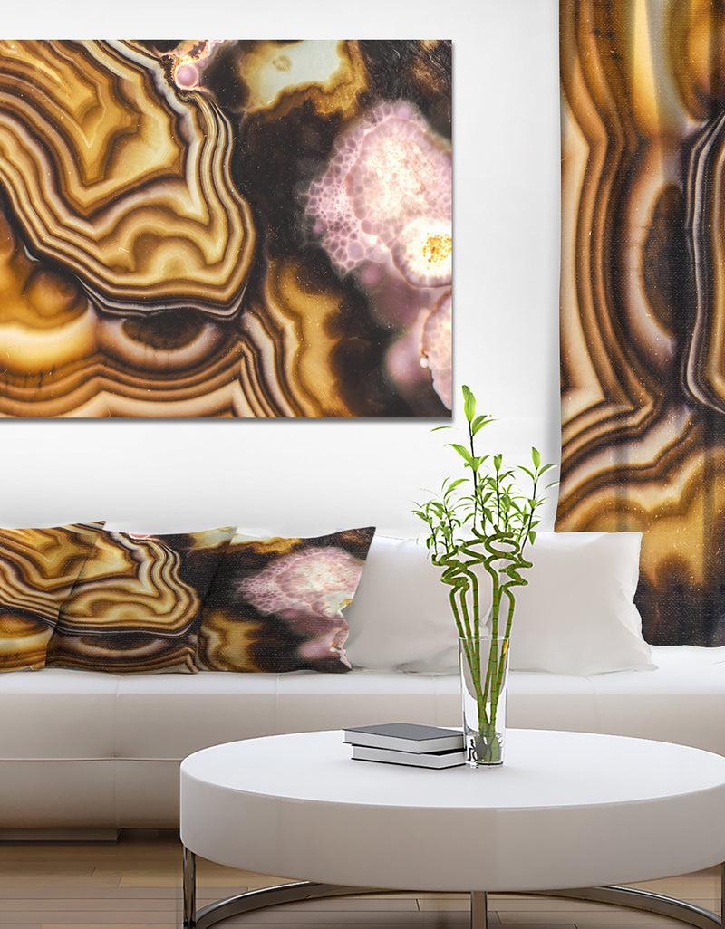 designq Pink Brown Turritella Agate Pattern - Stone Photographic on Wrapped Canvas