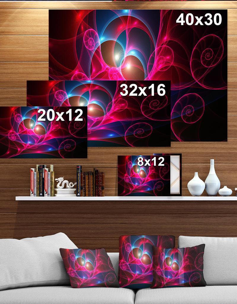 designq Pink Curly Spiral on Black - Extra Large Abstract Canvas Wall Art