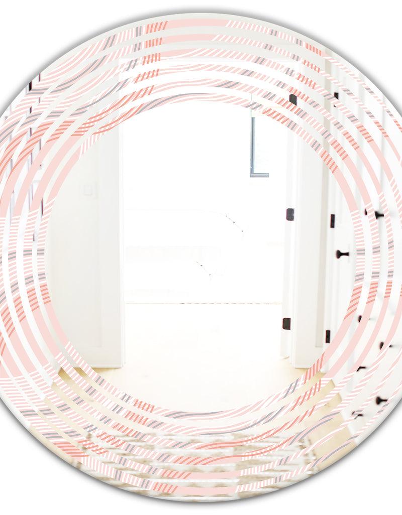 Designq Pink Elegant Pastel Waves - Modern Round Or Oval Wall Mirror - Wave