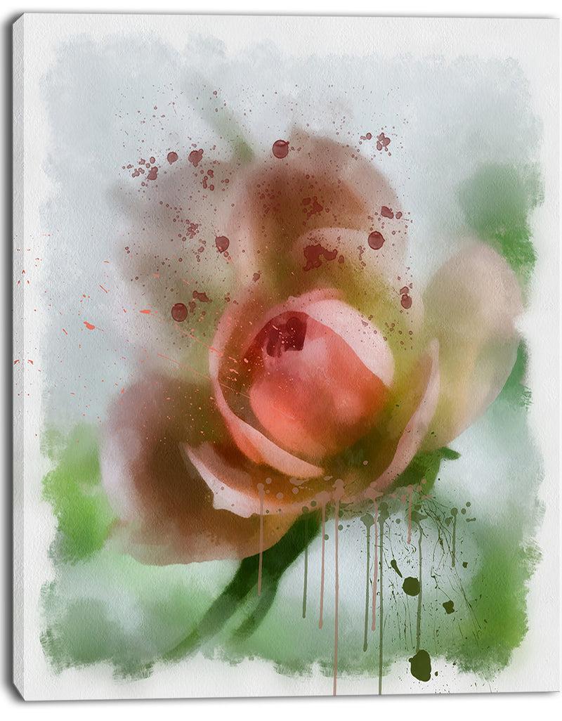 Designq Pink Flower On Green Background - Extra Large Floral Canvas Art