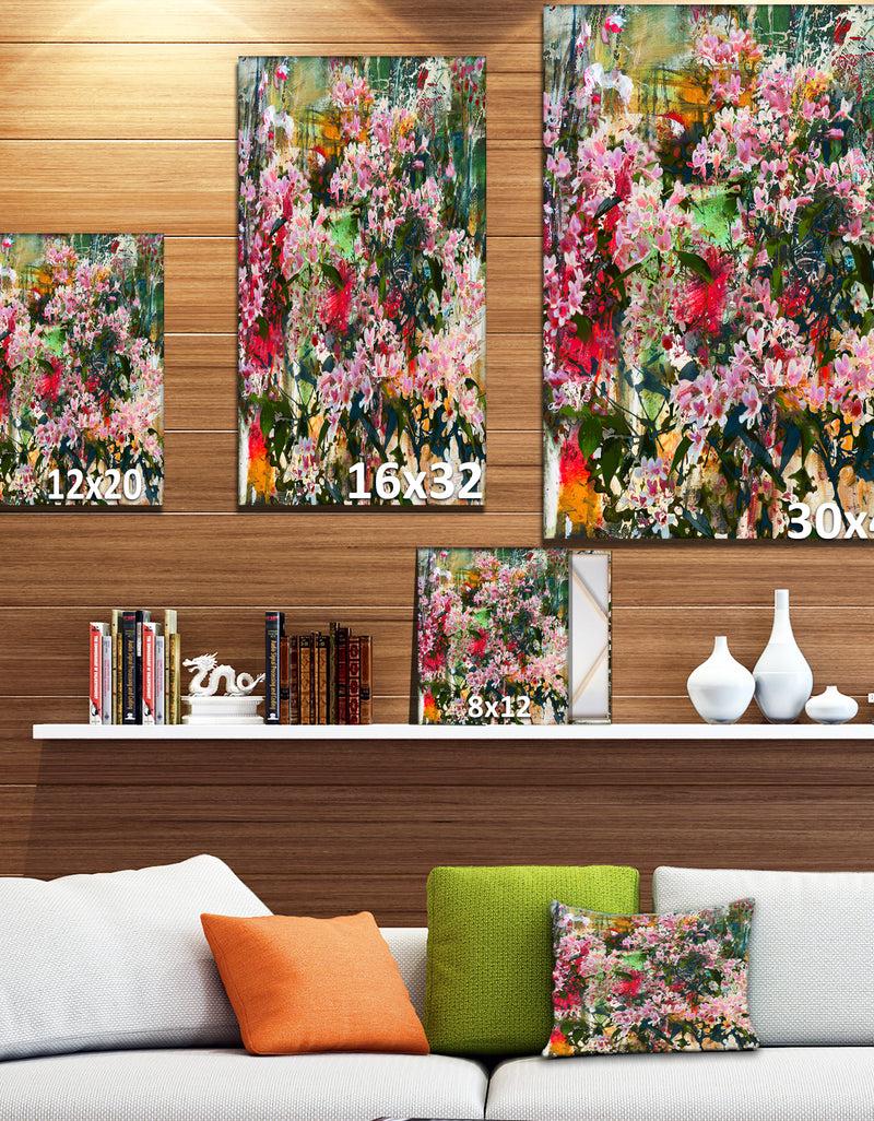 Designq Pink Flowers Painting - Floral Painting Print On Wrapped Canvas