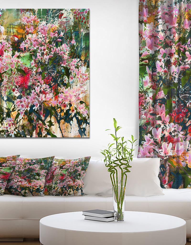 designq Pink flowers painting - Floral Painting Print on Wrapped Canvas