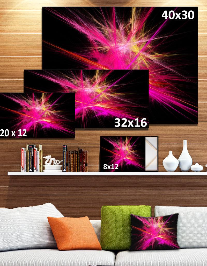 Designq Pink Fractal Chaos Multicolored Rays - Extra Large Abstract Canvas Wall Art