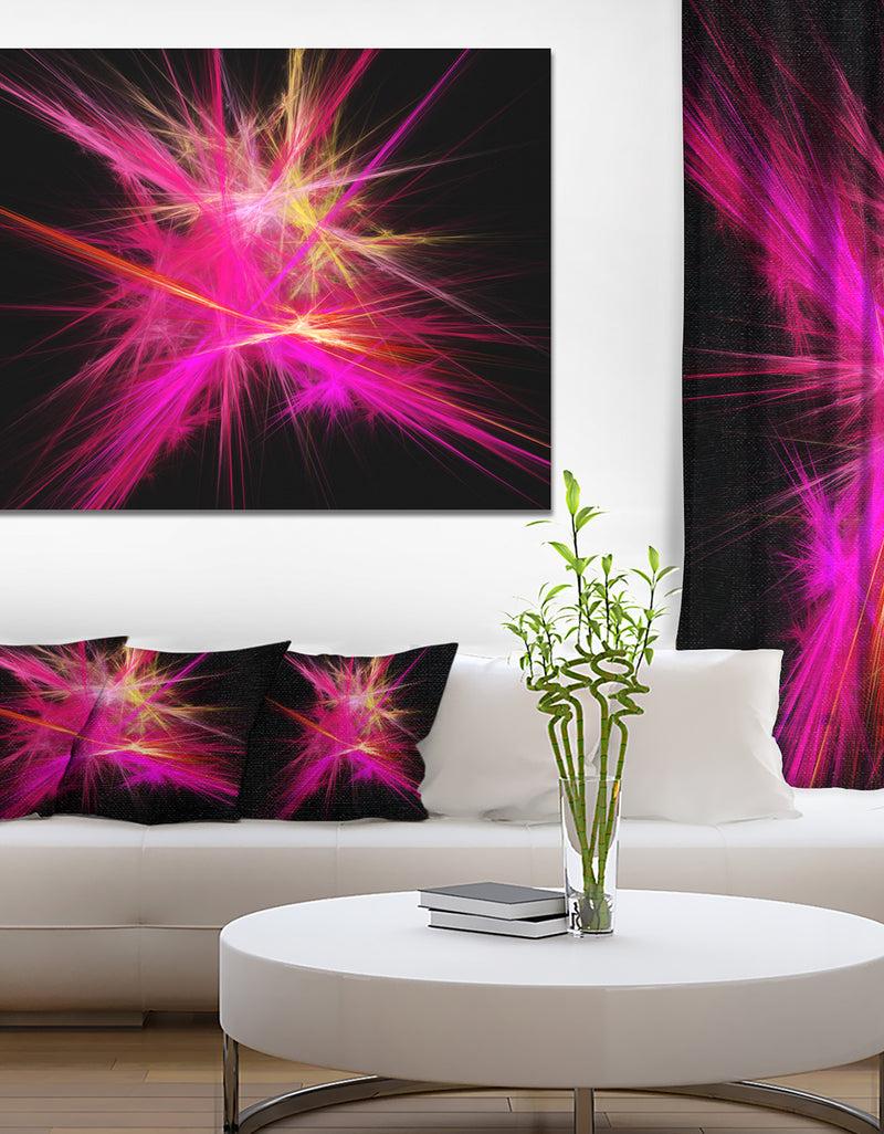designq Pink Fractal Chaos Multicolored Rays - Extra Large Abstract Canvas Wall Art