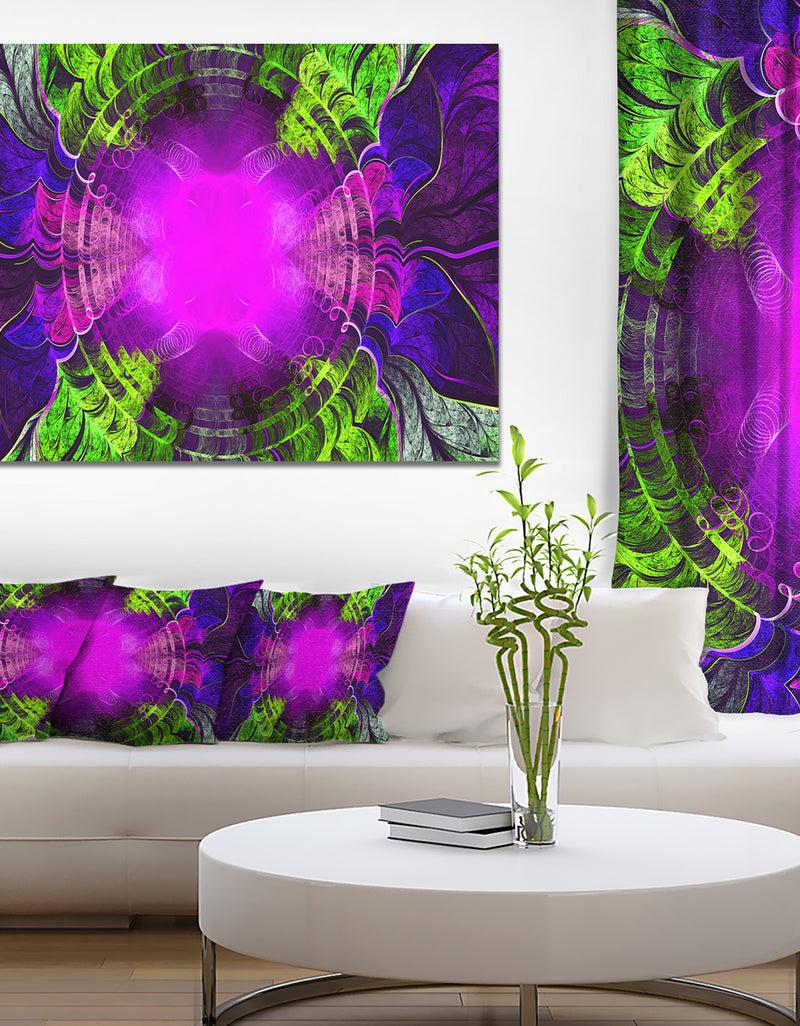 designq Pink Fractal Circles and Curves - Abstract Wall Art on Canvas