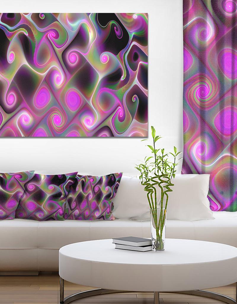 designq Pink Fractal Pattern with Swirls - Abstract Wall Art Canvas
