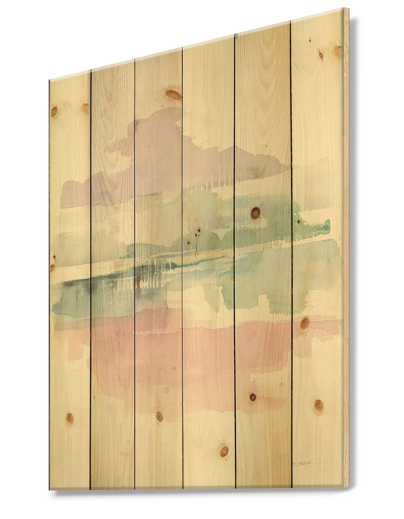 Designq Pink Lifting Fog - Shabby Chic Print On Natural Pine Wood
