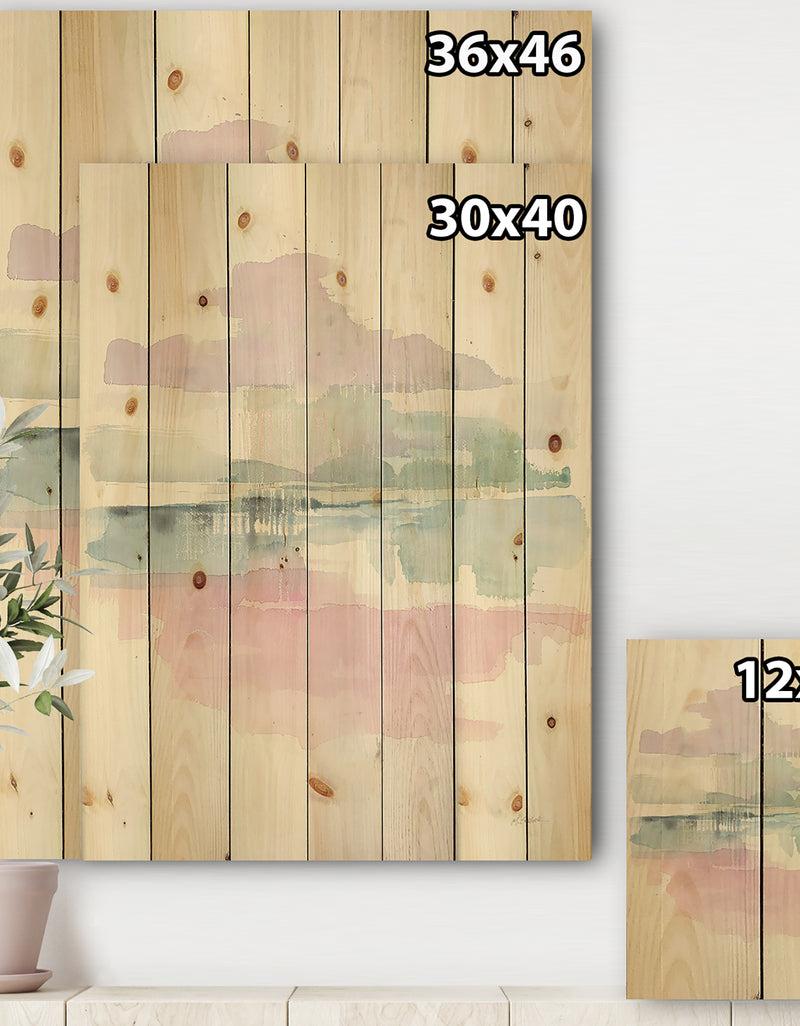 Designq Pink Lifting Fog - Shabby Chic Print On Natural Pine Wood
