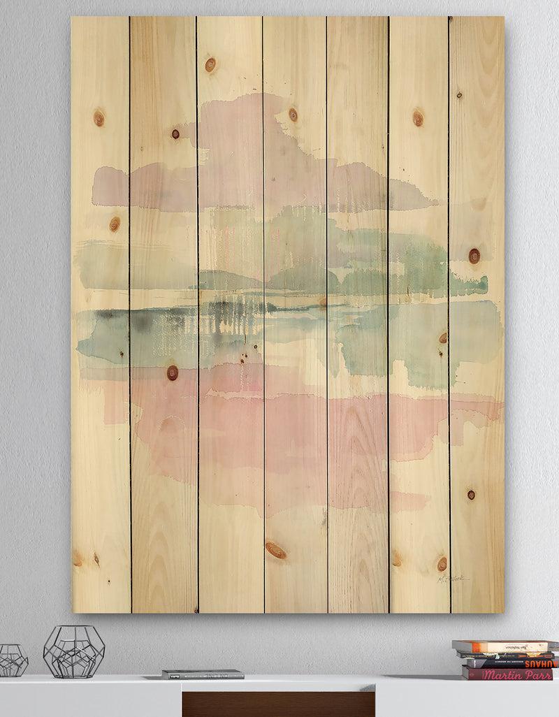 designq Pink Lifting Fog - Shabby Chic Print on Natural Pine Wood