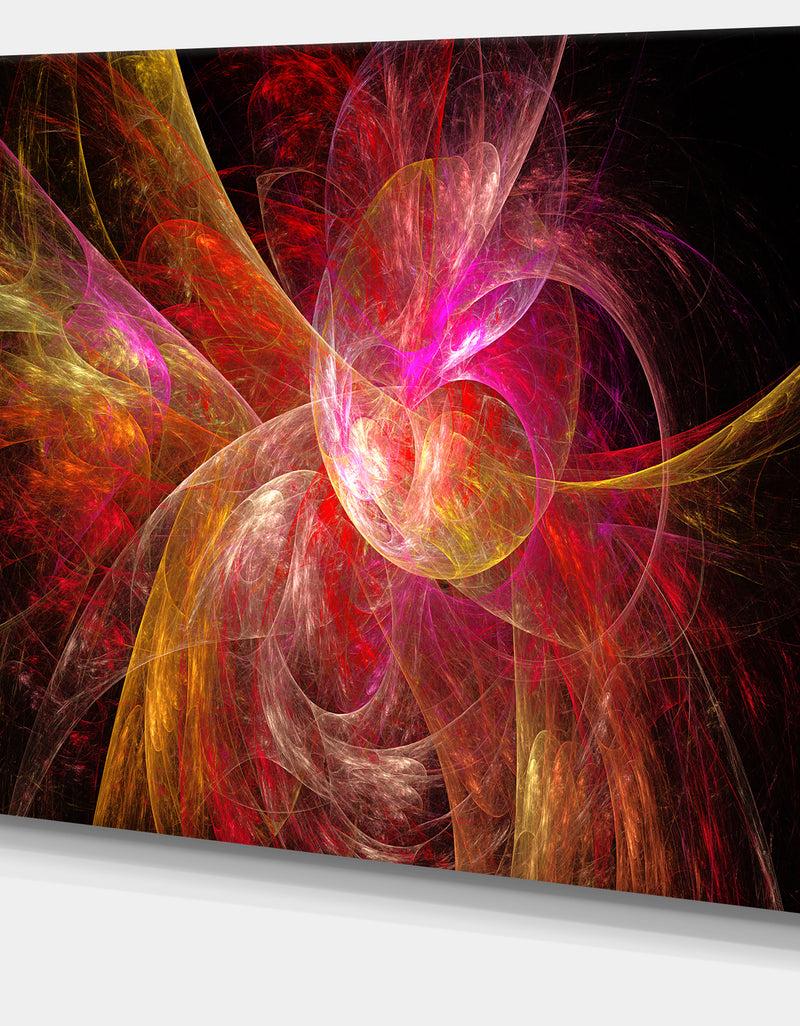 Designq Pink On Black Fractal Illustration - Large Wall Artwork