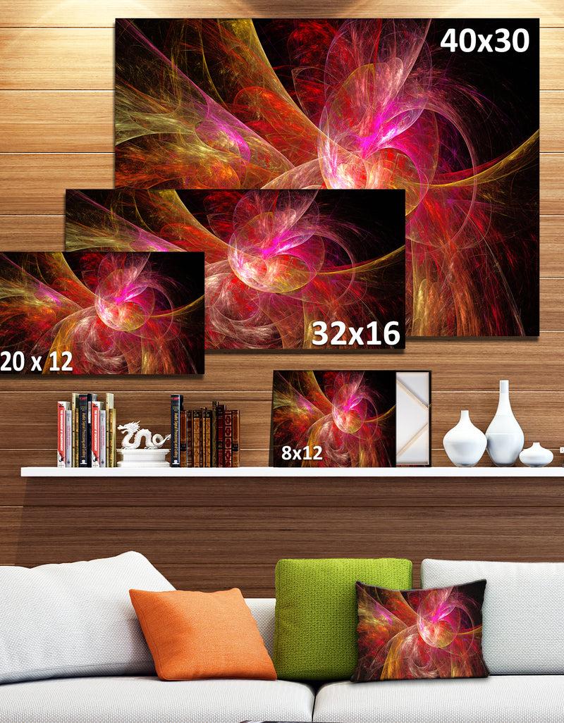 Designq Pink On Black Fractal Illustration - Large Wall Artwork