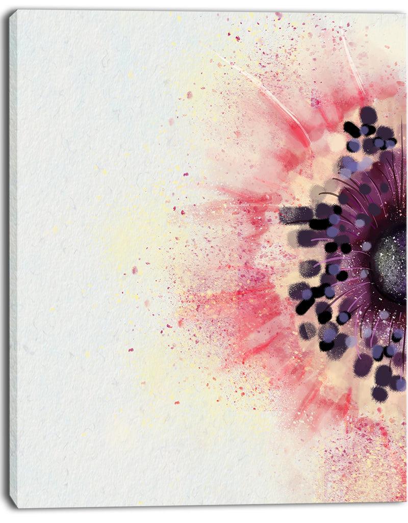 Designq Pink Purple Abstract Flower Sketch - Floral Canvas Artwork Print