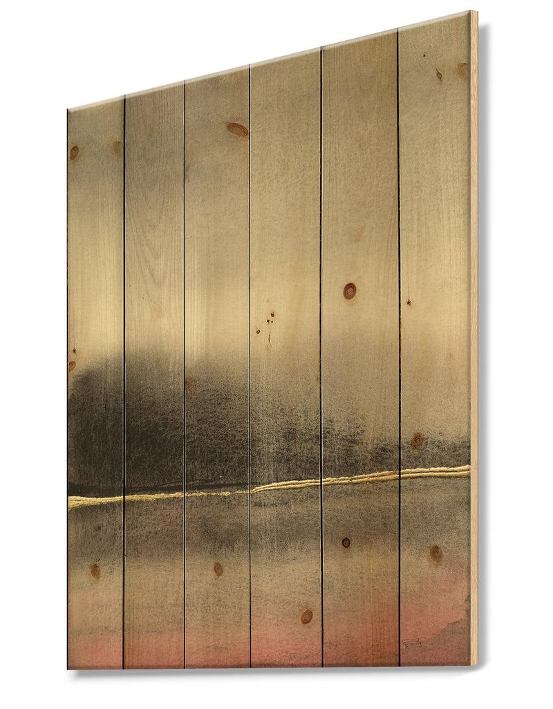 Designq Pink Shabby Storm I - Shabby Chic Print On Natural Pine Wood
