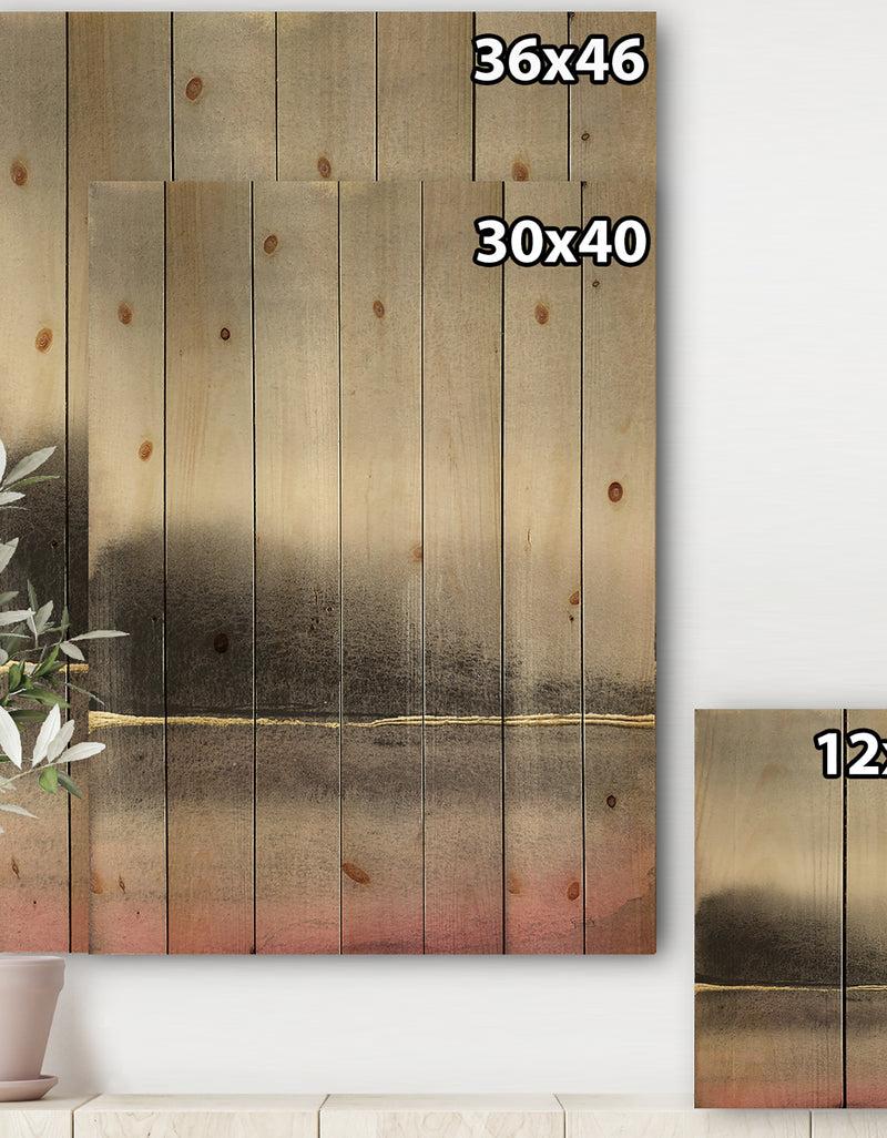Designq Pink Shabby Storm I - Shabby Chic Print On Natural Pine Wood
