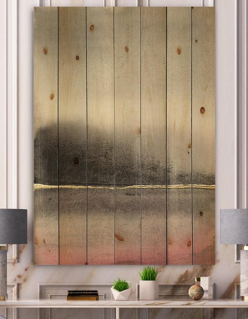 designq Pink Shabby Storm I - Shabby Chic Print on Natural Pine Wood
