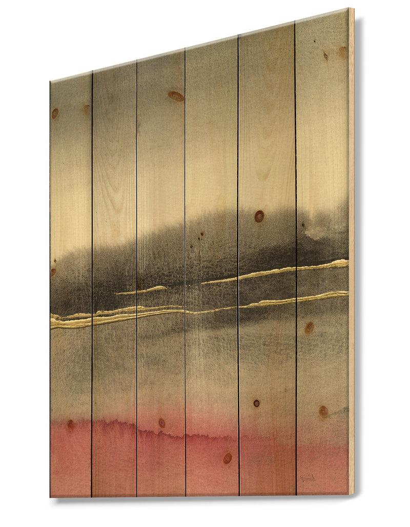 Designq Pink Shabby Storm II - Shabby Chic Print On Natural Pine Wood