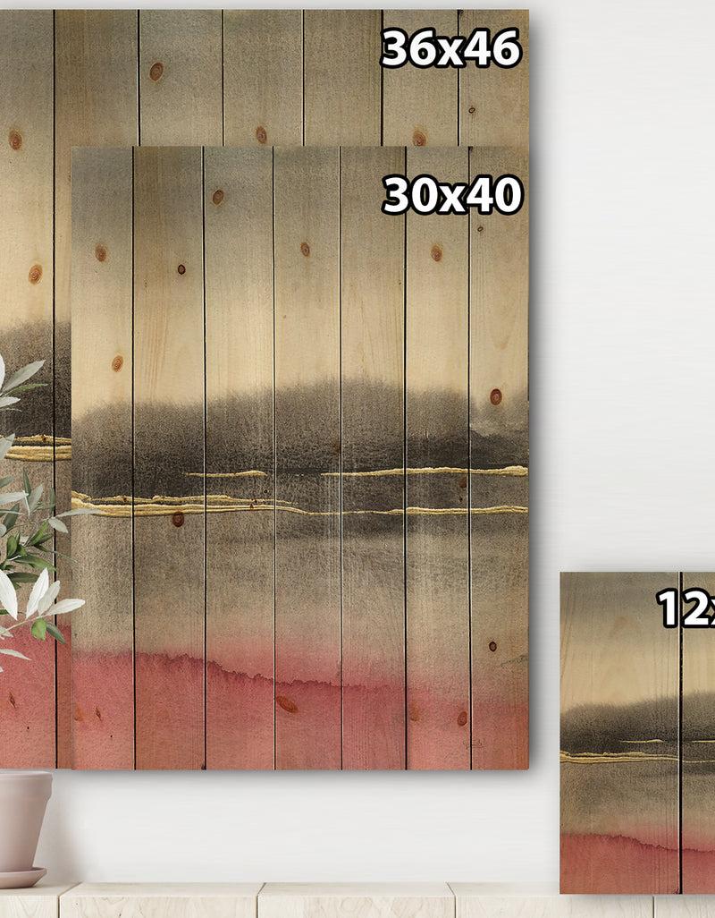 Designq Pink Shabby Storm II - Shabby Chic Print On Natural Pine Wood