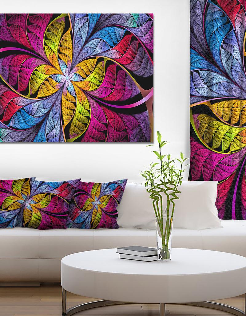 designq Pink Yellow Fractal Stained Glass - Large Wall Art on Canvas