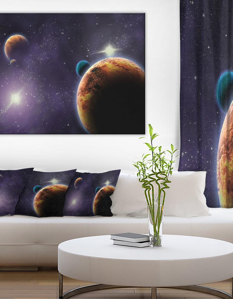 designq Planets in Deep Dark Space Contemporary Artwork
