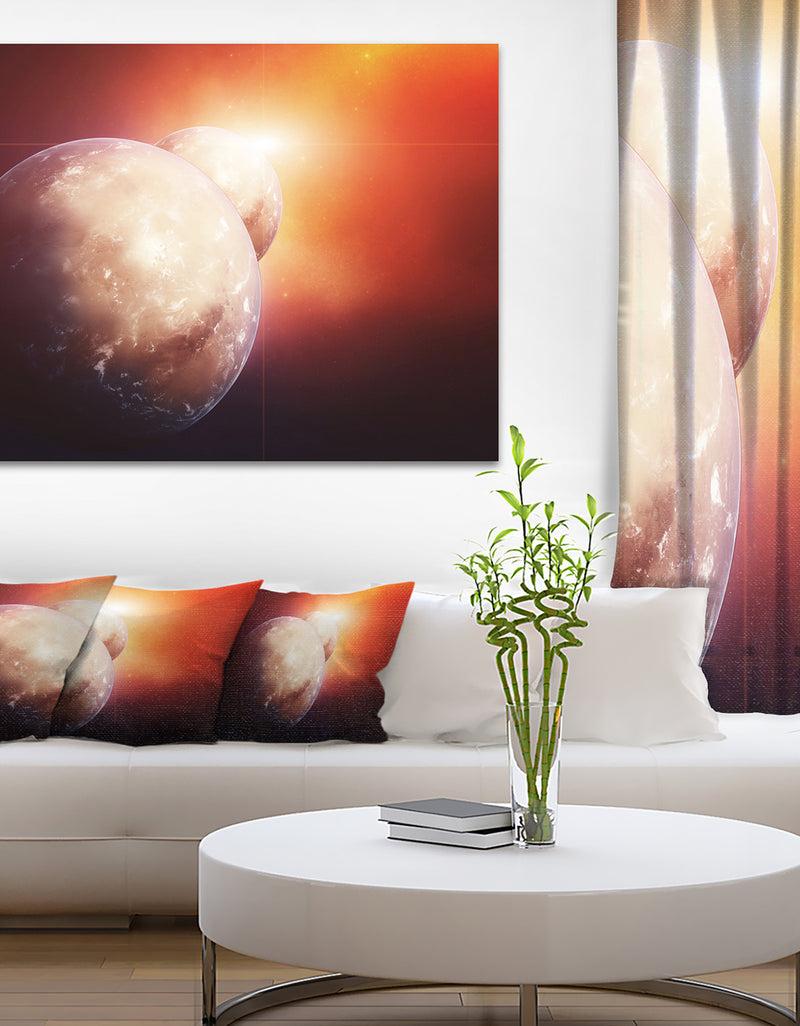designq Planets with Rising Star - Modern Spacescape Canvas Print