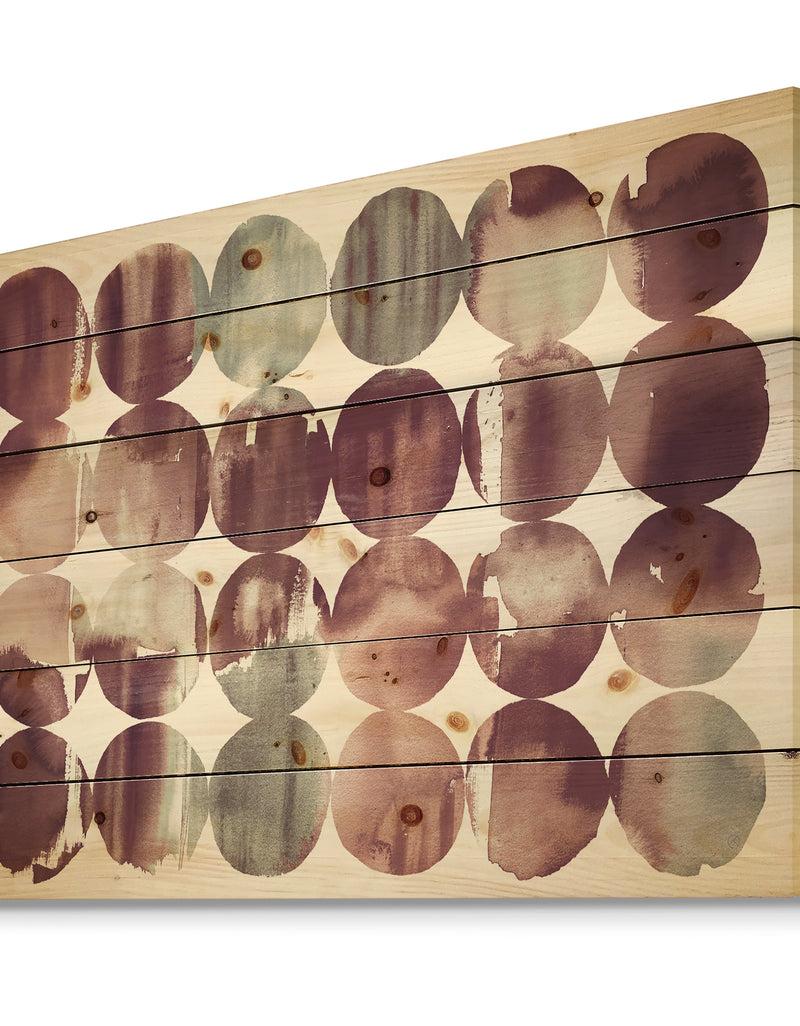 Designq Plum Dots Minimal Geometric II - Transitional Print On Natural Pine Wood