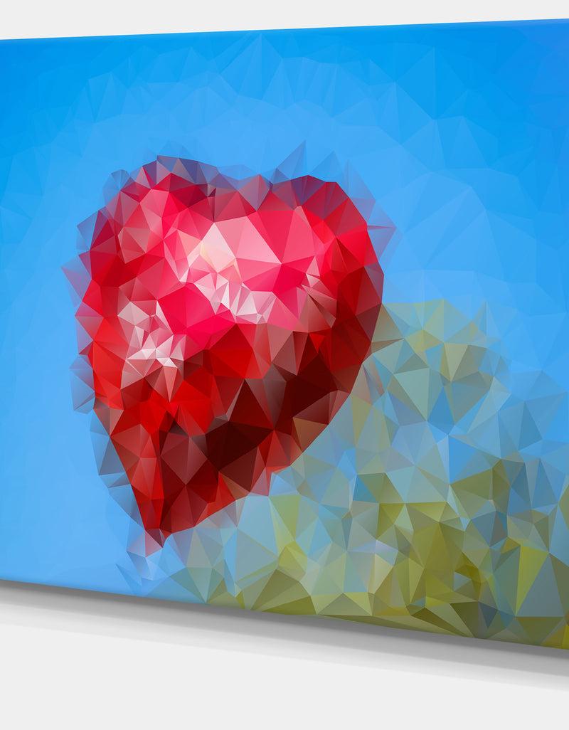 Designq Polygonal Heart Against Blue Sky - Large Glossy Canvas Art Print