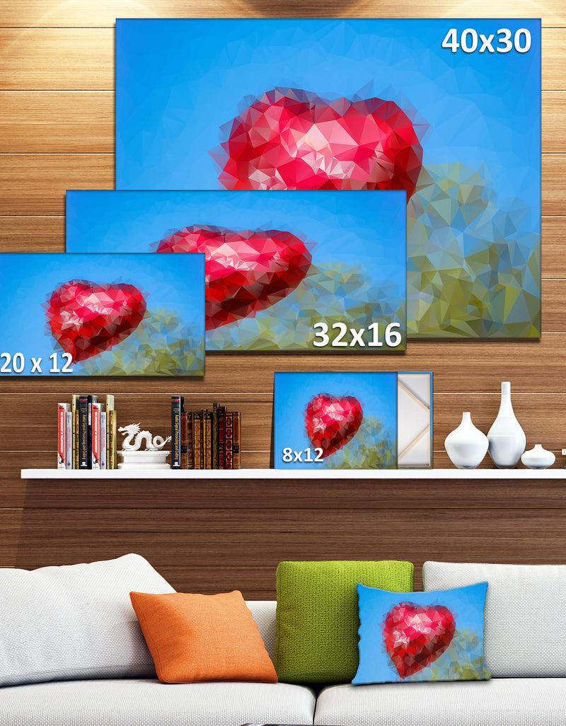 Designq Polygonal Heart Against Blue Sky - Large Glossy Canvas Art Print