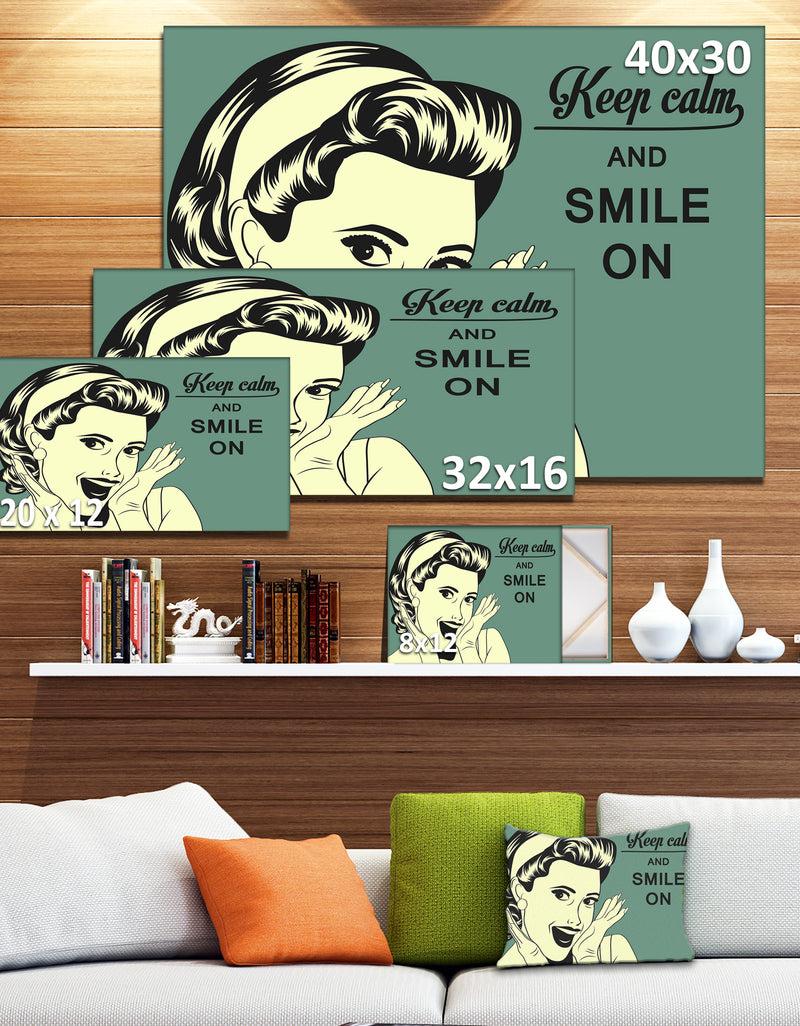 Designq Pop Art Retro Woman - Portrait Digital Art Canvas Print