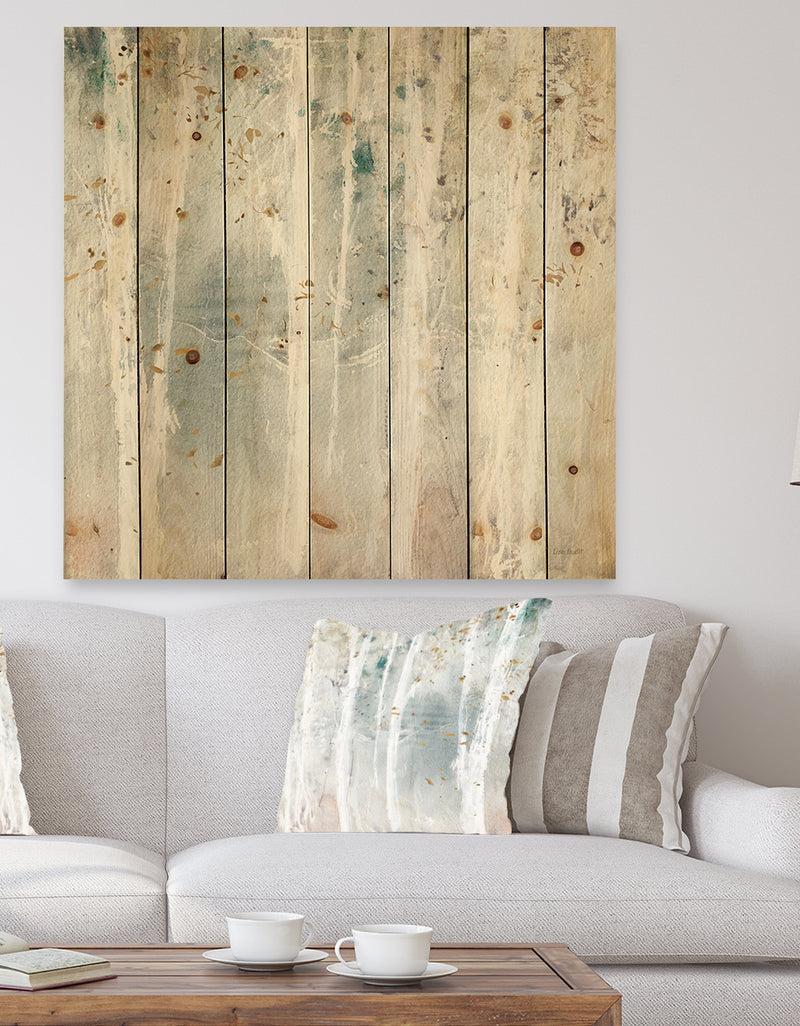 designq Porch & Den A Woodland Walk into the Forest VI - Modern Farmhouse Print on Natural Pine Wood