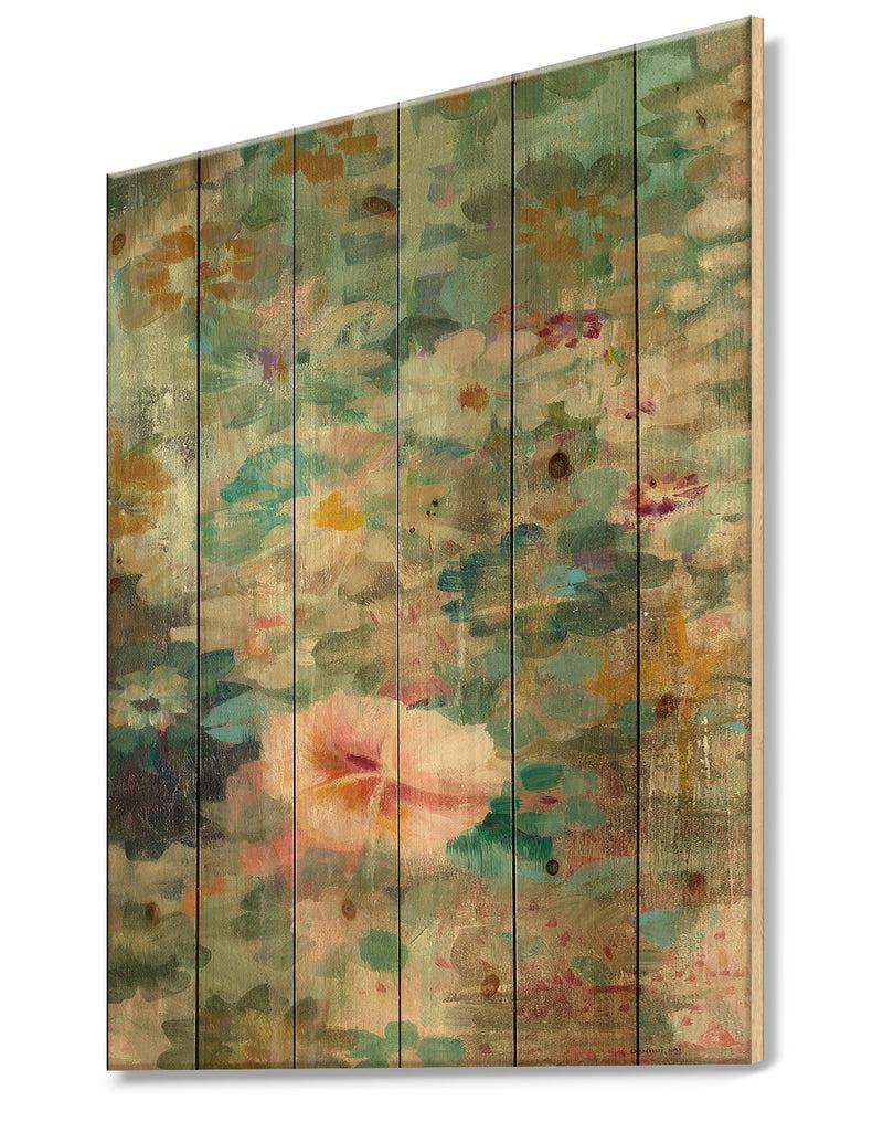 Designq Porch & Den Flower Shower II - Print On Natural Pine Wood