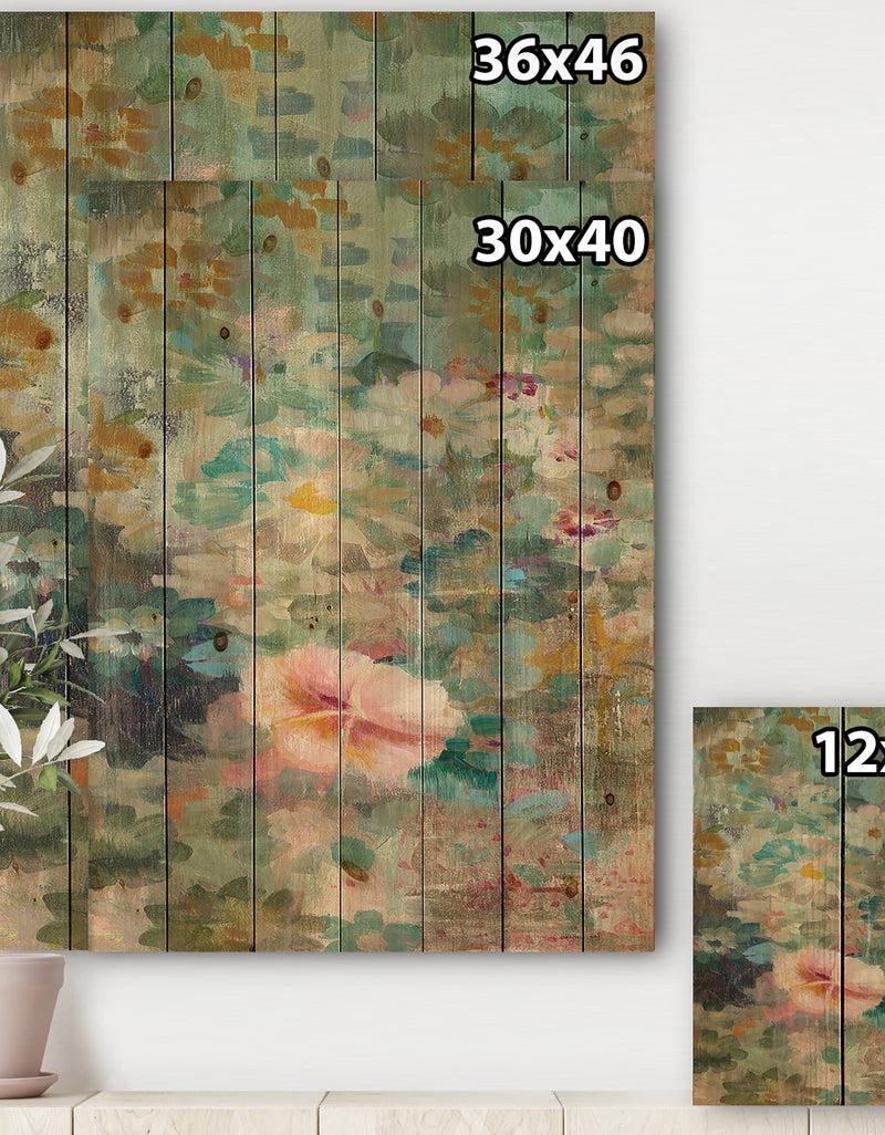 Designq Porch & Den Flower Shower II - Print On Natural Pine Wood
