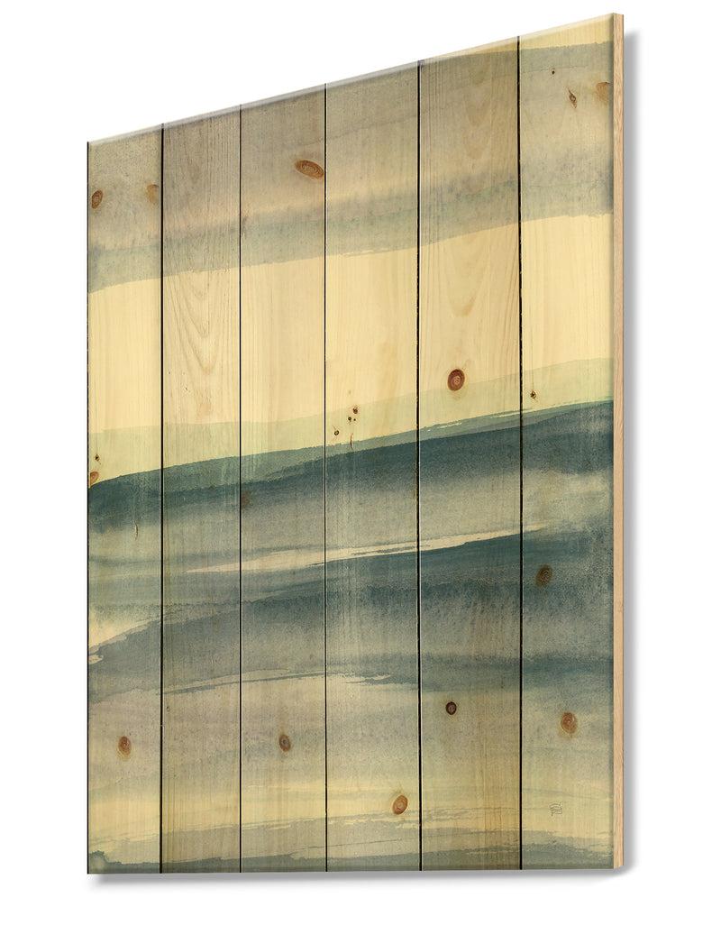 Designq Porch & Den Mint Indigo Dawn I - Farmhouse Print On Natural Pine Wood